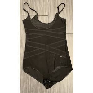 Bebe Women's Black Sheer Bandage Sleeveless Shapewear Size Large Stretch